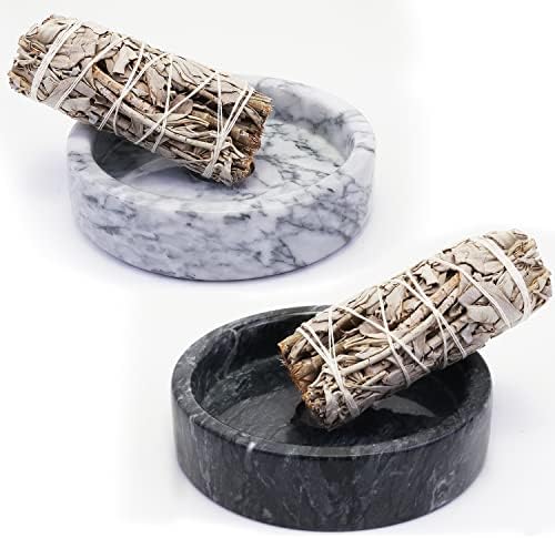 Natural Marble Palo Santo Holder,Incense Burner for Palo Santo Sticks, Handmade Stick Incense Holder Ideal for Smudging, Incense Burning, Decoration.Easily Grab All Incense Ash (White) - Image 5