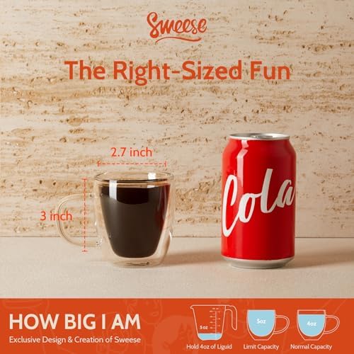 Sweese 5oz Double Wall Glass Espresso Cups Set of 2, Espresso Shot Cups Perfect for Cappuccino, Latte, Tea - Image 2