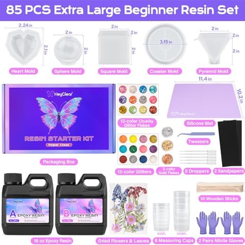 HeyClear 18oz Epoxy Resin Kit Molds Complete Set for Beginners DIY Crafts - Image 2
