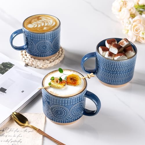 GBhome 16 oz Coffee Mugs Set of 4, Stackable Ceramic Coffee Cups Set - Image 5