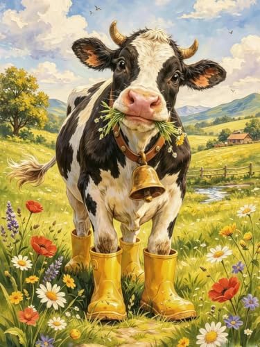 BYGFHLYW 5D Cow Diamond Painting Kit for Adults, Animal Diamond Art Kits by BYGFHLYW