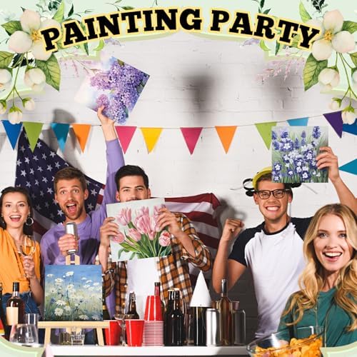 Affrolling 12 Pcs Pre Drawn Canvas for Painting for Adults 8 x 8 Inch Canvas Painting Kits Stretched with Drawing Ready to Paint Beginner Artists Date Night Party Supplies(Flower) - Image 6
