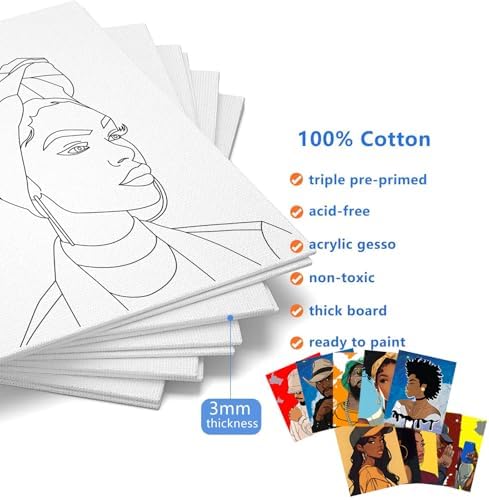 10 Pack Pre Drawn Canvas Boards for Painting for Adults, for Paint Party Favors,Beginner Favor, Paint by kit for Adults(Couple) Sip and Paint kit Date Night - Image 3