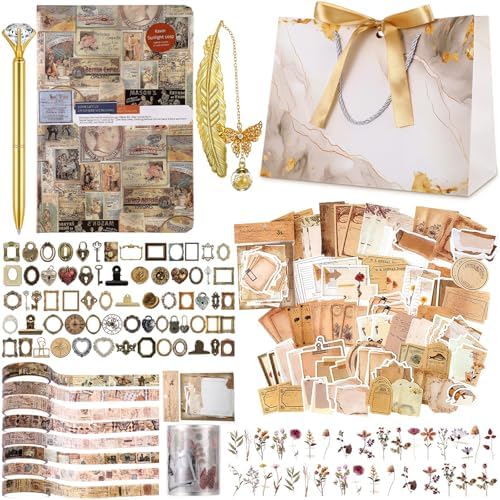 DIY Journal Diary with Lock Pack Scrapbook Kit, Brown, Retro by Janlaugh
