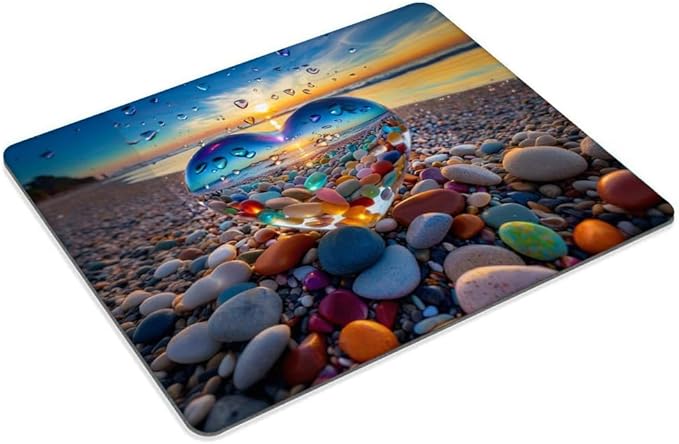 Square Mouse Pad Colorful Stones on The Beach,Gaming Mouse Pads for Desk,Soft Computer Waterproof Non-Slip Mouse Mat