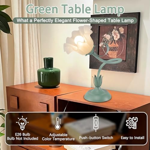 Women Bedside Table Lamps for Bedroom, Cute Flower Desk Lamp With Adjustable Flexible Gooseneck, 3 Color Temperatures Nightstand Lamp with E26 LED Bulbs, Floral Lamp for Living Room, Office ,Reading - Image 5