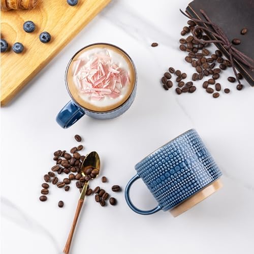 GBhome 12 oz Coffee Mugs Set of 4, Stackable Ceramic Coffee Cups Set - Image 3