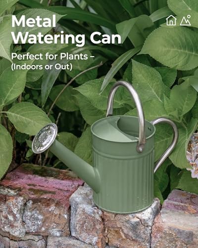 Bamworld Metal Watering Can for Indoor Outdoor Plant 1/2 Gallon Green - Image 2
