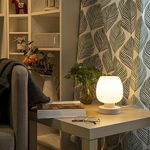 ONEWISH Small Bedside Lamp for Bedroom, 3-Way Dimmable Touch Control, 600 Lumen Bright Opal Glass Shade, 7.5 Inch Ultra Compact Nightstand Lamp, Warm White 2700K LED Bulb Included, Modern Design - Image 5