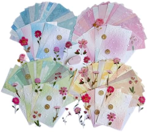 MOLNESO 132pcs Pastel Aesthetic Journal Paper Kit, Embossed Background Papers with Clear Dried Flower Stickers, Mixed Textured Scrapbook Papers for Collage, Junk Journals, Card Making, DIY Crafts - Image 4