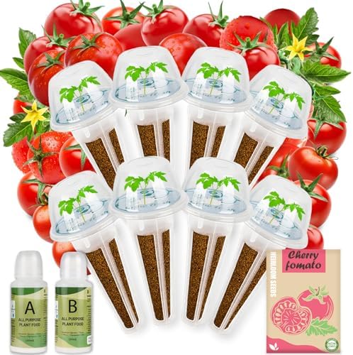 Tiny Tim Cherry Tomato Seed Pod Kit, 8-Pods Hydroponic Refill Pack, Compatible with AeroGarden and All Indoor Gardens, Includes Grow Sponges, Plant Food, Grow Anything Seed Pod Kit, 8-POD by Hreblink