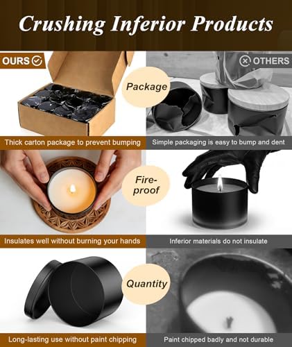PCREGPAE 8OZ Black Candle Tins Cans with Lids and Wicks for Making Candles - Image 4