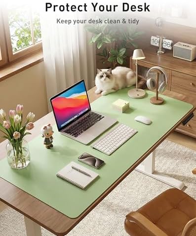 Aothia Faux Leather Desk Mat - Large Mouse Pad, Non-Slip PU Leather Blotter, Waterproof Writing Surface for Office and Home (Foam Green, 42" x 17") - Image 3
