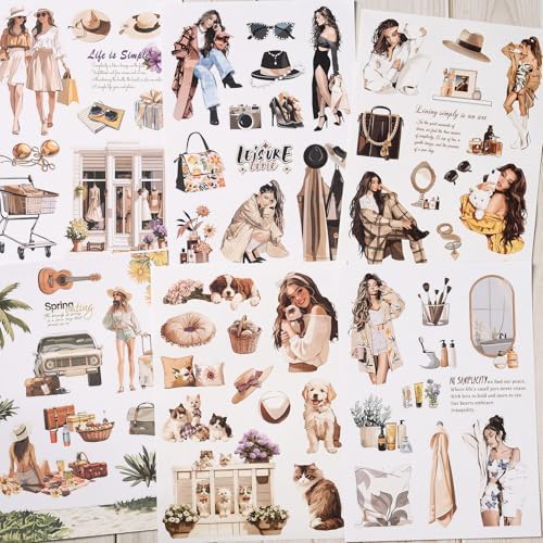 YagCu Scrapbooking Sticker Book, Scrapbook Stickers, Junk Journal Supplies, Pre-Cut Aesthetic Journaling for Women, Adults People Decorative Ephemera Bullet Planner DIY Arts - Image 5