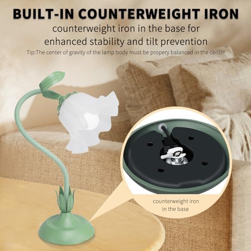 Cute Flower Desk Lamp, 3 Color Temperature Table Lamp with LED Bulb, Vintage Bedside Lamps, Reading Lamps with Soft Light for Bedroom, Living Room - Image 6