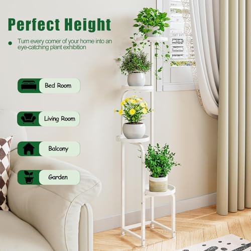 IINGIORDAR Plant Stand Indoor Outdoor Corner Tall Plant Shelf 4 Tier Metal - Image 2