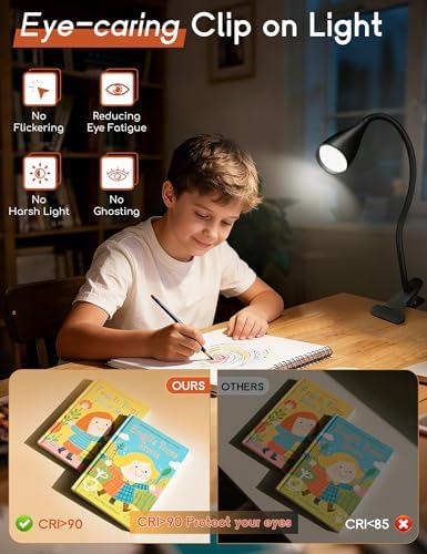 2 PCS Reading Light for Book in Bed,Clip on Light Reading Lamp with Adapter - Image 4