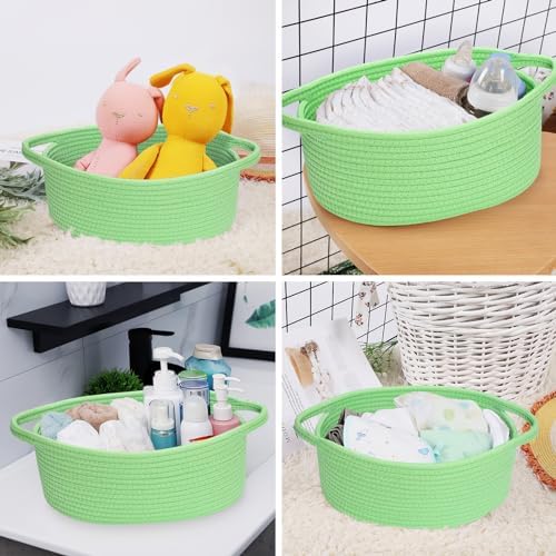 ABenkle Small Basket with Handles, Boho Decorative Rope Woven Dog Cat Toy Storage Bin Shelf Storage Organizer, Easter Christmas Gift Basket, 12"x8"x5" - Image 6