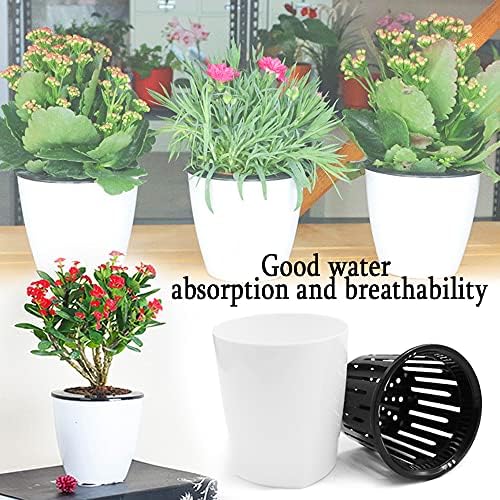 Haawooky 12 PCS Self Watering Plastic Planter,4 Inch Plastic Flower Plant Pot with Inner Pot,Self Watering Planter White Flower Pot for Herbs,Flowers,All House Plants,Succulents - Image 6