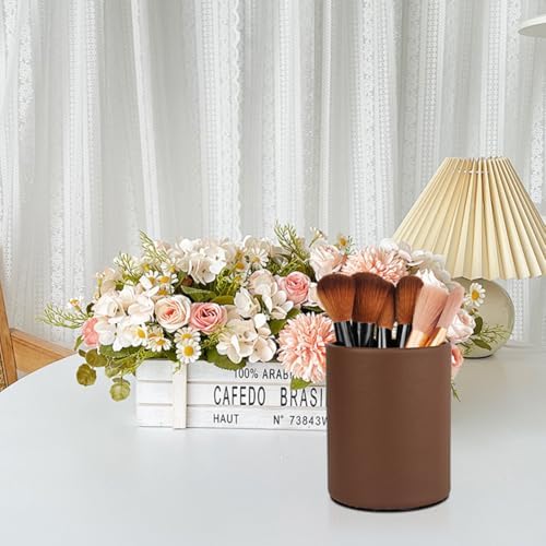 PU Leather Pen Holder Desk 3.94-inch Tall Pencil Cup Organizer - Image 5