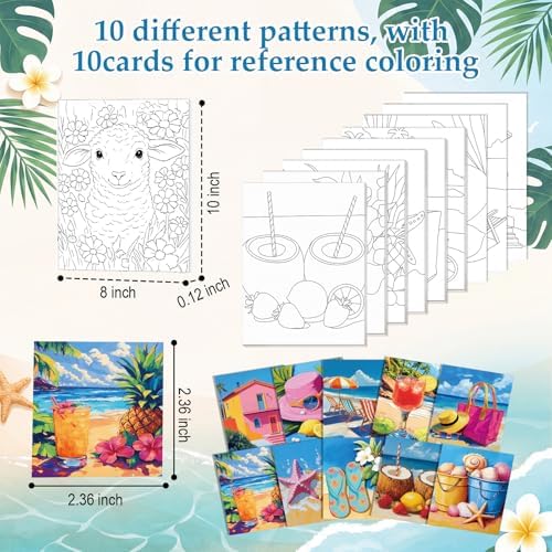 Ctosree 72 Pcs Hawaii Paint and Sip Kit for Adults 8'' x 10'' Pre Drawn Canvas for Painting DIY Pre Printed Canvas for Party Favor Acrylic Painting Kit Wood Easel Brushes Date Night Bulk - Image 4