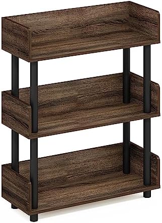 Furinno TURN-N-TUBE Display Shelf, 3-Tier Storage Shelves with Side Panels, Open Shelves Book Shelf with Rounded Corner Top Edges, for Organization and Storage, Living Room, Home Office, Walnut - Image 6