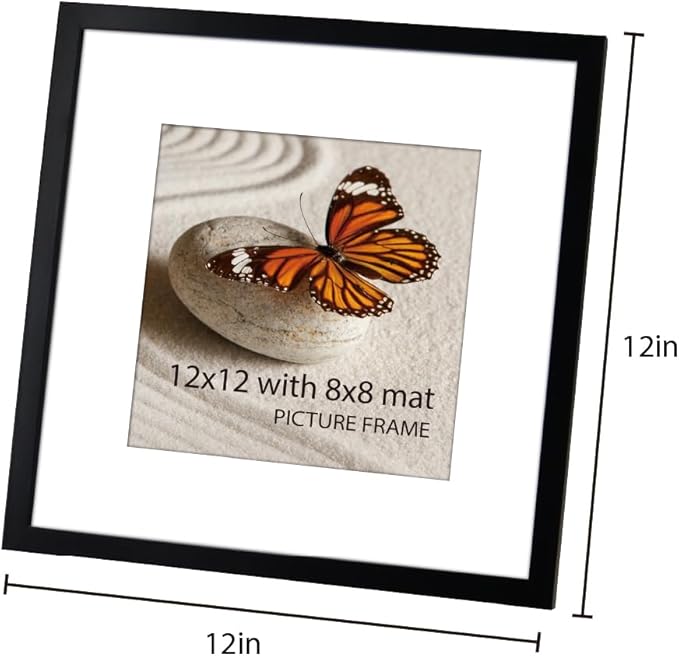 Memory Island 12x12 with 8x8 Photo Frames for Wall and Tabletop Display, 12 by 12 Black Picture Frames with HD Plexiglass, Set of 15