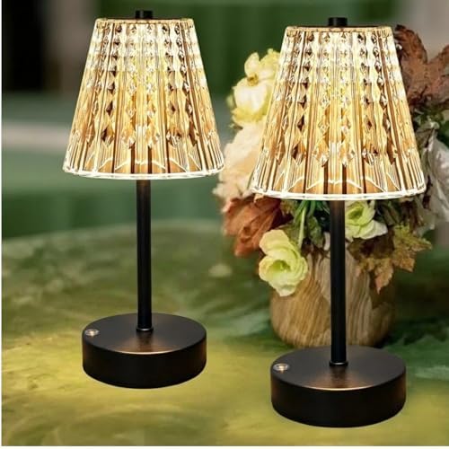 Black Cordless Lamps Rechargeable Set of 2,Small Battery Operated Table Lamp Wireless,Mini Table Lamp for Restaurant Dining Tabletop/Kitchen Counter Top/Bathroom Shower/Plugless Touch Lamp Decorative by Unknown