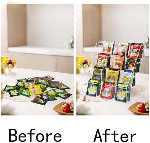 Tea Bag Organizer, Acrylic Tea Holder Storage Rack, Assembly Required - Image 4