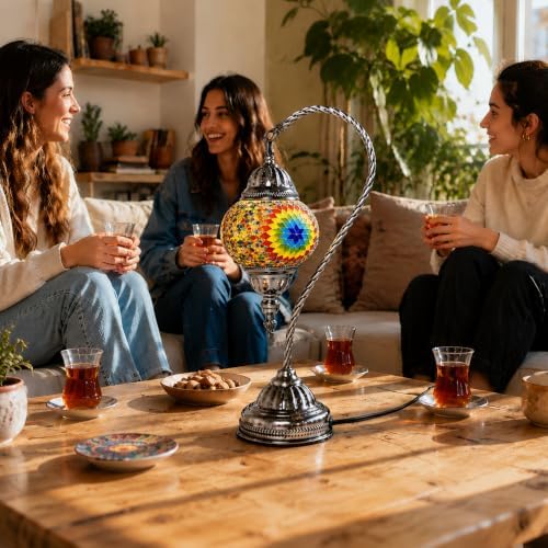 KRAFTSTORIES Turkish Mosaic Swan Neck Lamp Making Kit| DIY Colorful Glass Decorative Nightstand Table Light| Craft Kit |Make Your Own Lamp | Living Room Bedroom | Antique Bronze Base (Multicolor) - Image 6