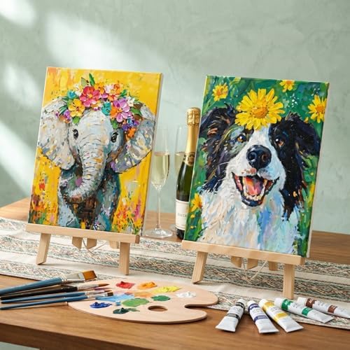 Sherr 24 Pcs Pre Drawn Canvas for Adult, Carton Animal, 8 x 10 Inch - Image 2