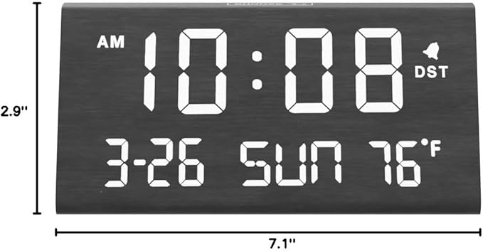 DreamSky Digital Alarm Clocks for Bedrooms - Wooden Desk Clock with Date, Day of Week, USB Port, Temperature, Dimmer for Bedside Table, Living Room, Office, Adjustable Volume, Auto DST, Wood Decor