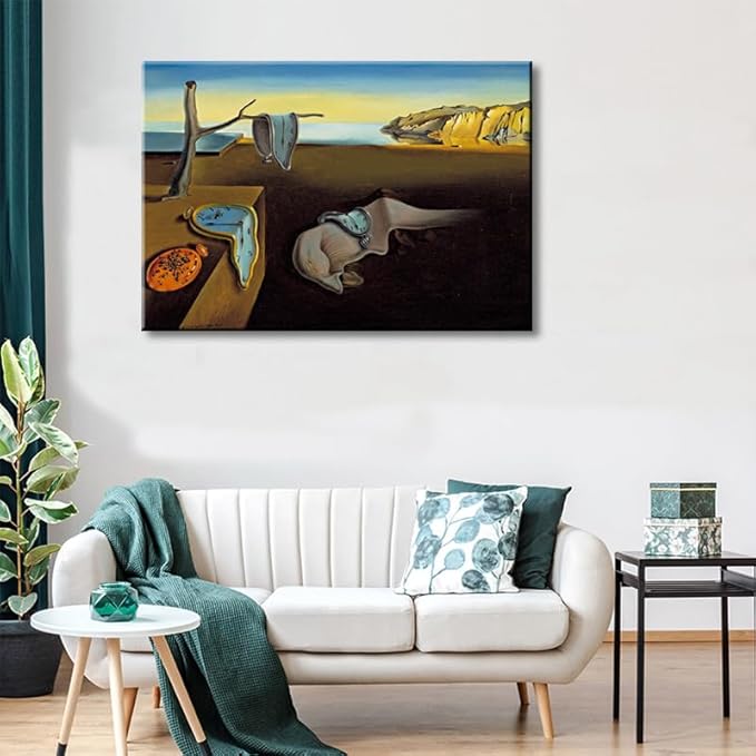 weiyiart Salvador Dali Canvas Wall Art - The Persistence of Memory Painting Classic Artwork Print, Famous Picture Poster for Home DecorPieces Bathroom Wall Art - 12"x15"