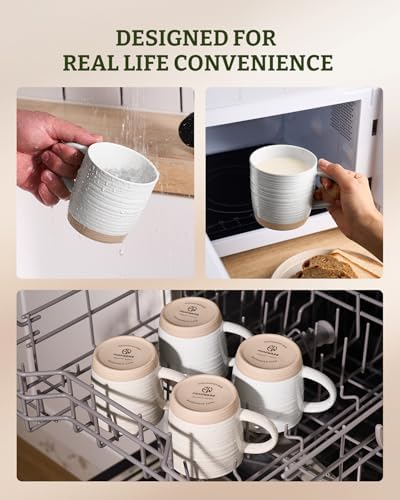 famiware Coffee Mugs Set of 4, 13 oz Mug Set, Ceramic Cup Set with Handle - Image 5