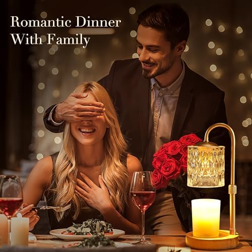 Briever Dimmable Candle Warmer Lamp with Timer, Height Adjustable Electric Candle Wax Warmer, Christmas Birthday Gifts for Women Mom, House Warming Gifts New Home Room Decor, Solid Wood Base - Image 4