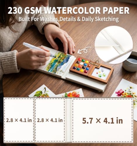 12-Color Travel Watercolor Set with Clip-On Wood Palette - Image 4