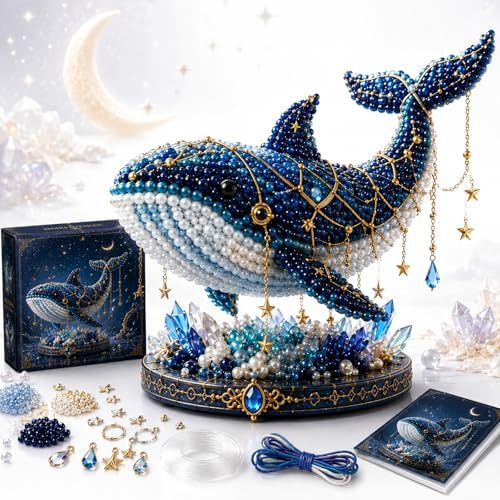 Moon Cat Luna Guardian DIY Bead Kit, Celestial Moon Stars Series, Tiny 3D Beaded Moons Cat Luna Guardian Craft Kit, Handmade Magical Cats Kit for Beginner, Home Decor (E1pc) by Unknown