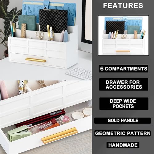 Desk Organizer with Drawer, Countertop Bill Mail Organizer and File Storage - Image 6