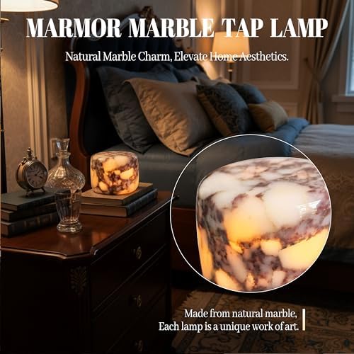 Marmor Marble Lamp Table Lamp Unique Stone Touch Lamp Pat Lamp Type-C 3 Way Bedside Lamp Ambient Light Bedroom Stands Night Light Decorative LED Warm Portable Lamp Rechargeable - Image 2