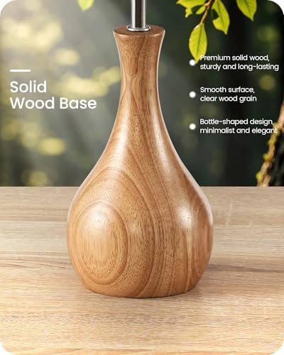 Pink Table Lamp, 14.2" Small Bedside Lamp, Modern Nightstand Lamp with Pink Linen Lampshade & Wood Bottle-Shaped Base, E26 Socket, Cute Desk Lamp for Girl's Room, Bedroom, MP09TL05 - Image 6