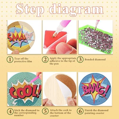 DOTSOPS 6 Pack Small Diamond Art Coasters Kits with Holder for Adults 4 in - Image 3
