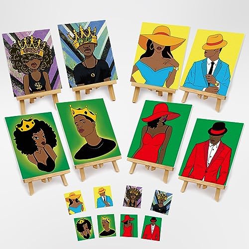 8 Pack Pre Drawn Canvas for Painting for Adults, Sip and Paint Kit Pre Stretched Canvas to Paint Art Set Couples Date Night Games Party Supplies (12x16 Inches) - Image 2