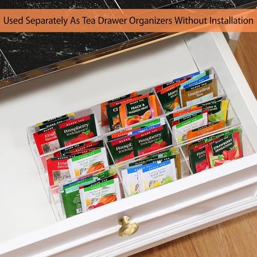 Tea Bag Organizer, Acrylic Tea Holder Storage Rack, Assembly Required - Image 7