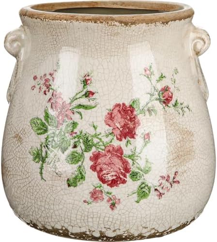 Ceramic Scroll Planter 6.5 Inch, Pink Green by Unknown