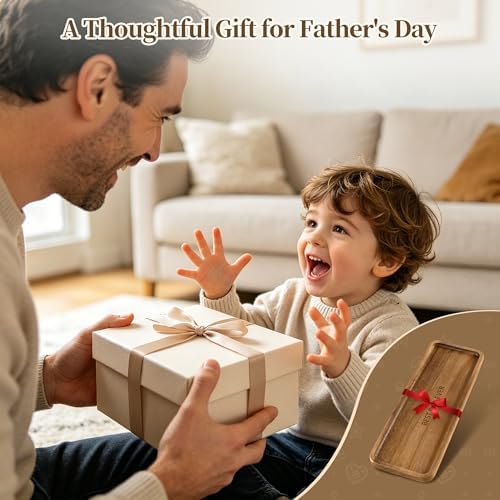Small Wooden Tray | Acacia Wood Serving Tray for Father Vanity Tray for Men - Image 2