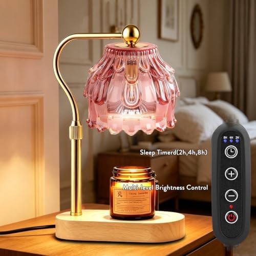 Height Adjustable Candle Warmer Lamp with Timer & Dimmable Home Decor, Pink - Image 3