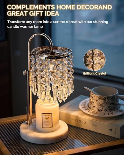 Candle Warmer Lamp with Timer Dimmer and 3 Bulbs, Candle Lamp Warmer with RGB Mode for Adjustable Height, Crystal Candle Lamp for Jar Candles, House Warming Gifts Home Room Decor, French Gold - Image 4