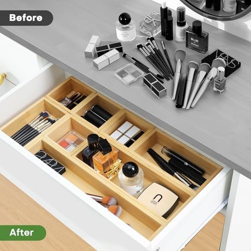 MapleGrace Bamboo Drawer Organizer Set, 9 PCS Wood Storage Organizers - Image 4