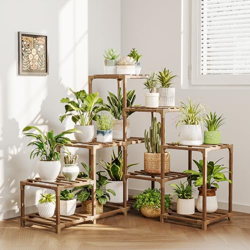 Bamworld Plant Stand Indoor Corner Plant Shelf Outdoor for Multiple Plants by Bamworld