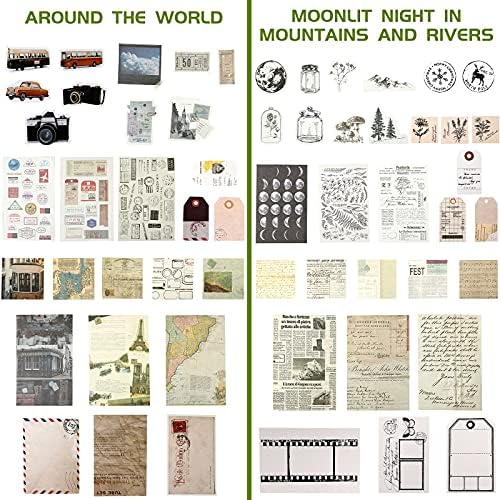 120 Pcs Vintage Aesthetic Scrapbook Kit Junk Journaling Supply with Retro Stamp Stickers,material Paper, Tag Card,hand Account Collage Card,pillow Box,twine Diary Supply Birthday Gift(Artsy Style) - Image 2